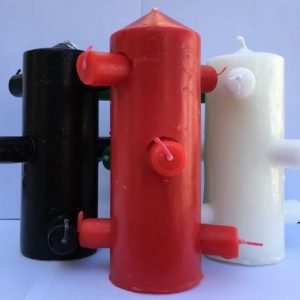 Velón 7 mechas rojo